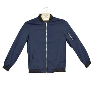 H.T. NIAO Men's Bomber Jacket 3XL Navy Blue Zip Front Lightweight